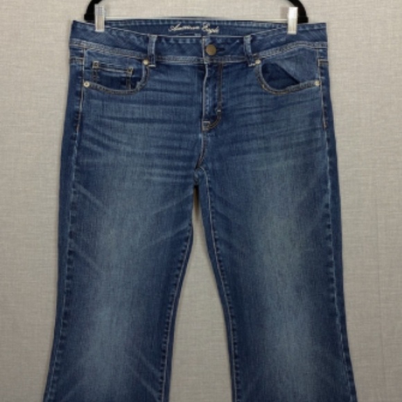 American Eagle Original Boot Stretch Jeans Sz 14 Long Factory Fade - Picture 10 of 10